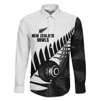 New Zealand Lawn Bowls Custom Family Matching Long Sleeve Bodycon Dress and Hawaiian Shirt Aotearoa Silver Fern LT14 Dad's Shirt - Long Sleeve Black - Polynesian Pride