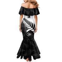 New Zealand Lawn Bowls Custom Family Matching Mermaid Dress and Hawaiian Shirt Aotearoa Silver Fern LT14 - Polynesian Pride