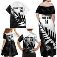 New Zealand Lawn Bowls Custom Family Matching Off Shoulder Maxi Dress and Hawaiian Shirt Aotearoa Silver Fern LT14 - Polynesian Pride