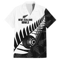 New Zealand Lawn Bowls Custom Family Matching Off Shoulder Maxi Dress and Hawaiian Shirt Aotearoa Silver Fern LT14 Dad's Shirt - Short Sleeve Black - Polynesian Pride