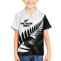 New Zealand Lawn Bowls Custom Family Matching Off Shoulder Maxi Dress and Hawaiian Shirt Aotearoa Silver Fern LT14 Son's Shirt Black - Polynesian Pride