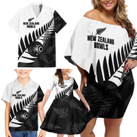 New Zealand Lawn Bowls Custom Family Matching Off Shoulder Short Dress and Hawaiian Shirt Aotearoa Silver Fern LT14 - Polynesian Pride