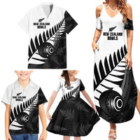 New Zealand Lawn Bowls Custom Family Matching Summer Maxi Dress and Hawaiian Shirt Aotearoa Silver Fern - Polynesian Pride