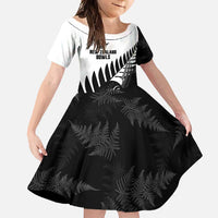 New Zealand Lawn Bowls Custom Family Matching Tank Maxi Dress and Hawaiian Shirt Aotearoa Silver Fern LT14 Daughter's Dress Black - Polynesian Pride