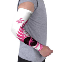 New Zealand Lawn Bowls Breast Cancer Custom Arm Sleeves Aotearoa Maori Silver Fern Pink Ribbon - Polynesian Pride