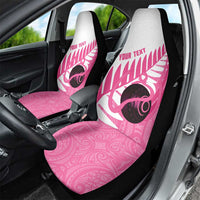 New Zealand Lawn Bowls Breast Cancer Custom Car Seat Cover Aotearoa Maori Silver Fern Pink Ribbon - Polynesian Pride