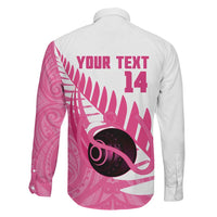 New Zealand Lawn Bowls Breast Cancer Custom Family Matching Long Sleeve Bodycon Dress and Hawaiian Shirt Aotearoa Maori Silver Fern Pink Ribbon LT14 - Polynesian Pride