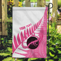 New Zealand Lawn Bowls Breast Cancer Custom Garden Flag Aotearoa Maori Silver Fern Pink Ribbon - Polynesian Pride