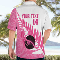 New Zealand Lawn Bowls Breast Cancer Custom Hawaiian Shirt Aotearoa Maori Silver Fern Pink Ribbon LT14 - Polynesian Pride