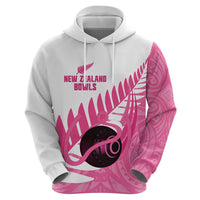 New Zealand Lawn Bowls Breast Cancer Custom Hoodie Aotearoa Maori Silver Fern Pink Ribbon LT14 - Polynesian Pride