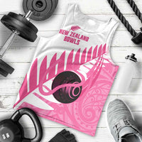 New Zealand Lawn Bowls Breast Cancer Custom Men Tank Top Aotearoa Maori Silver Fern Pink Ribbon LT14 - Polynesian Pride