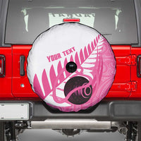 New Zealand Lawn Bowls Breast Cancer Custom Spare Tire Cover Aotearoa Maori Silver Fern Pink Ribbon LT14 - Polynesian Pride