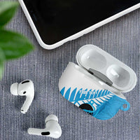 New Zealand Lawn Bowls Prostate Cancer Custom AirPods Case Aotearoa Maori Silver Fern Blue Ribbon LT14 - Polynesian Pride