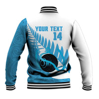New Zealand Lawn Bowls Prostate Cancer Custom Baseball Jacket Aotearoa Maori Silver Fern Blue Ribbon LT14 - Polynesian Pride