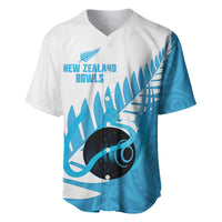 New Zealand Lawn Bowls Prostate Cancer Custom Baseball Jersey Aotearoa Maori Silver Fern Blue Ribbon LT14 Blue - Polynesian Pride