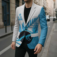 New Zealand Lawn Bowls Prostate Cancer Custom Blazer Aotearoa Maori Silver Fern Blue Ribbon - Polynesian Pride