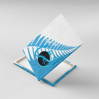 New Zealand Lawn Bowls Prostate Cancer Custom Canvas Wall Art Aotearoa Maori Silver Fern Blue Ribbon - Polynesian Pride