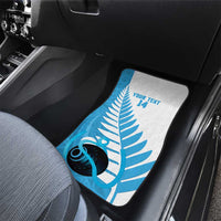 New Zealand Lawn Bowls Prostate Cancer Custom Car Mats Aotearoa Maori Silver Fern Blue Ribbon - Polynesian Pride