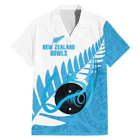 New Zealand Lawn Bowls Prostate Cancer Custom Family Matching Mermaid Dress and Hawaiian Shirt Aotearoa Maori Silver Fern Blue Ribbon LT14 Dad's Shirt - Short Sleeve Blue - Polynesian Pride