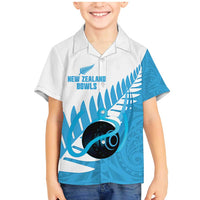 New Zealand Lawn Bowls Prostate Cancer Custom Family Matching Mermaid Dress and Hawaiian Shirt Aotearoa Maori Silver Fern Blue Ribbon LT14 Son's Shirt Blue - Polynesian Pride