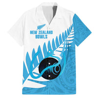 New Zealand Lawn Bowls Prostate Cancer Custom Family Matching Summer Maxi Dress and Hawaiian Shirt Aotearoa Maori Silver Fern Blue Ribbon LT14 Dad's Shirt - Short Sleeve Blue - Polynesian Pride
