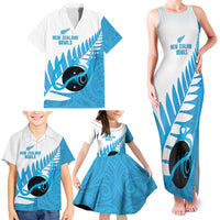 New Zealand Lawn Bowls Prostate Cancer Custom Family Matching Tank Maxi Dress and Hawaiian Shirt Aotearoa Maori Silver Fern Blue Ribbon - Polynesian Pride