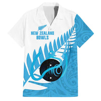 New Zealand Lawn Bowls Prostate Cancer Custom Family Matching Tank Maxi Dress and Hawaiian Shirt Aotearoa Maori Silver Fern Blue Ribbon LT14 Dad's Shirt - Short Sleeve Blue - Polynesian Pride