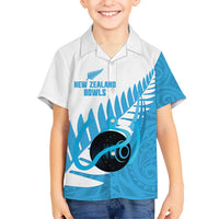 New Zealand Lawn Bowls Prostate Cancer Custom Family Matching Tank Maxi Dress and Hawaiian Shirt Aotearoa Maori Silver Fern Blue Ribbon LT14 Son's Shirt Blue - Polynesian Pride