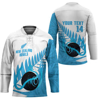 New Zealand Lawn Bowls Prostate Cancer Custom Hockey Jersey Aotearoa Maori Silver Fern Blue Ribbon LT14 - Polynesian Pride