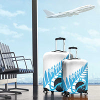 New Zealand Lawn Bowls Prostate Cancer Custom Luggage Cover Aotearoa Maori Silver Fern Blue Ribbon - Polynesian Pride