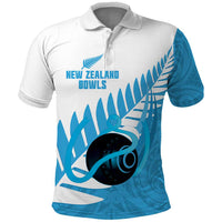 New Zealand Lawn Bowls Prostate Cancer Custom Polo Shirt Aotearoa Maori Silver Fern Blue Ribbon LT14 Blue - Polynesian Pride