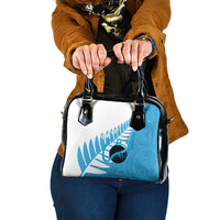 New Zealand Lawn Bowls Prostate Cancer Custom Shoulder Handbag Aotearoa Maori Silver Fern Blue Ribbon - Polynesian Pride