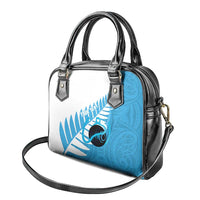 New Zealand Lawn Bowls Prostate Cancer Custom Shoulder Handbag Aotearoa Maori Silver Fern Blue Ribbon - Polynesian Pride