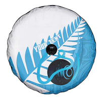 New Zealand Lawn Bowls Prostate Cancer Custom Spare Tire Cover Aotearoa Maori Silver Fern Blue Ribbon - Polynesian Pride