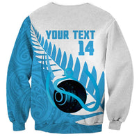 New Zealand Lawn Bowls Prostate Cancer Custom Sweatshirt Aotearoa Maori Silver Fern Blue Ribbon - Polynesian Pride