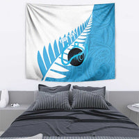 New Zealand Lawn Bowls Prostate Cancer Custom Tapestry Aotearoa Maori Silver Fern Blue Ribbon - Polynesian Pride