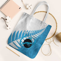 New Zealand Lawn Bowls Prostate Cancer Custom Tote Bag Aotearoa Maori Silver Fern Blue Ribbon - Polynesian Pride