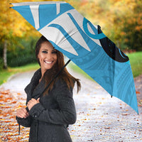 New Zealand Lawn Bowls Prostate Cancer Custom Umbrella Aotearoa Maori Silver Fern Blue Ribbon - Polynesian Pride