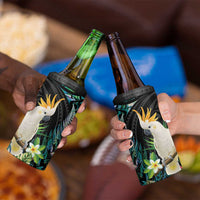 Sulphur-crested Cockatoo New Zealand 4 in 1 Can Cooler Tumbler Paua Shell Aotearoa Maori Tropical Flowers - Polynesian Pride