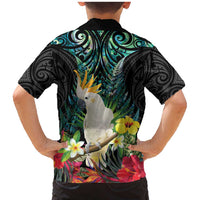 Sulphur-crested Cockatoo New Zealand Family Matching Mermaid Dress and Hawaiian Shirt Paua Shell Aotearoa Maori Tropical Flowers LT14 - Polynesian Pride