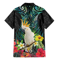 Sulphur-crested Cockatoo New Zealand Family Matching Mermaid Dress and Hawaiian Shirt Paua Shell Aotearoa Maori Tropical Flowers LT14 - Polynesian Pride