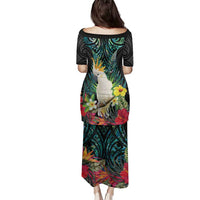 Sulphur-crested Cockatoo New Zealand Family Matching Puletasi and Hawaiian Shirt Paua Shell Aotearoa Maori Tropical Flowers - Polynesian Pride