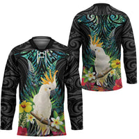 Sulphur-crested Cockatoo New Zealand Hockey Jersey Paua Shell Aotearoa Maori Tropical Flowers LT14 - Polynesian Pride