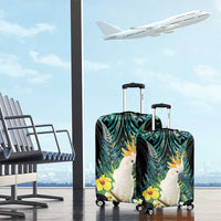 Sulphur-crested Cockatoo New Zealand Luggage Cover Paua Shell Aotearoa Maori Tropical Flowers - Polynesian Pride