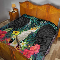 Sulphur-crested Cockatoo New Zealand Quilt Paua Shell Aotearoa Maori Tropical Flowers - Polynesian Pride