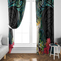 Sulphur-crested Cockatoo New Zealand Window Curtain Paua Shell Aotearoa Maori Tropical Flowers - Polynesian Pride