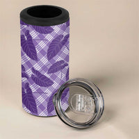 Purple Hawaii Kalo Palaka Motifs 4 in 1 Can Cooler Tumbler Hawaiian Taro Leaves Elegant Vibes LT14 - Polynesian Pride
