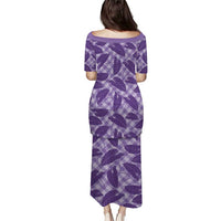 Purple Hawaii Kalo Palaka Motifs Family Matching Puletasi and Hawaiian Shirt Hawaiian Taro Leaves Elegant Vibes LT14 - Polynesian Pride