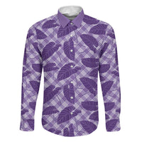 Purple Hawaii Kalo Palaka Motifs Family Matching Tank Maxi Dress and Hawaiian Shirt Hawaiian Taro Leaves Elegant Vibes LT14 Dad's Shirt - Long Sleeve Purple - Polynesian Pride