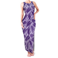 Purple Hawaii Kalo Palaka Motifs Family Matching Tank Maxi Dress and Hawaiian Shirt Hawaiian Taro Leaves Elegant Vibes LT14 Mom's Dress Purple - Polynesian Pride